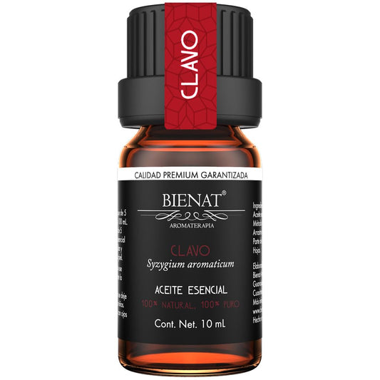 BIENAT AROMATERAPIA Aceite Esencial de Clavo 10mL | 100% Puro y Concentrado | Ideal para Difusor de Aromas, Humidificador, Aromaterapia, Masajes, Meditación, Jabones y Velas | Esencia Natural en Gotas
