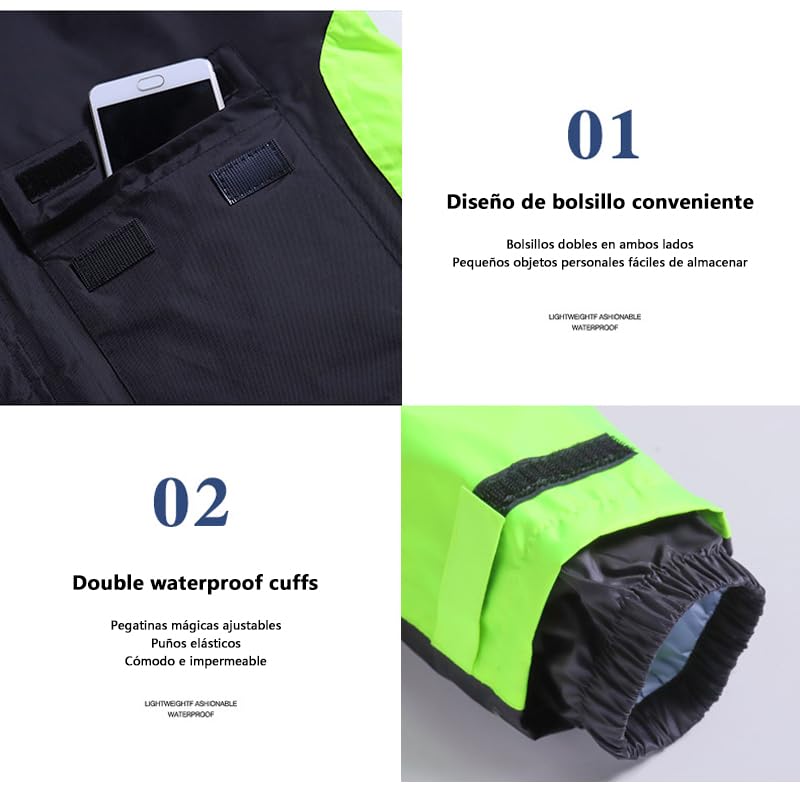 Traje Impermeable SINOLL Reflectante Motocicletas Unisex Con Fundas Zapatos Ocultas