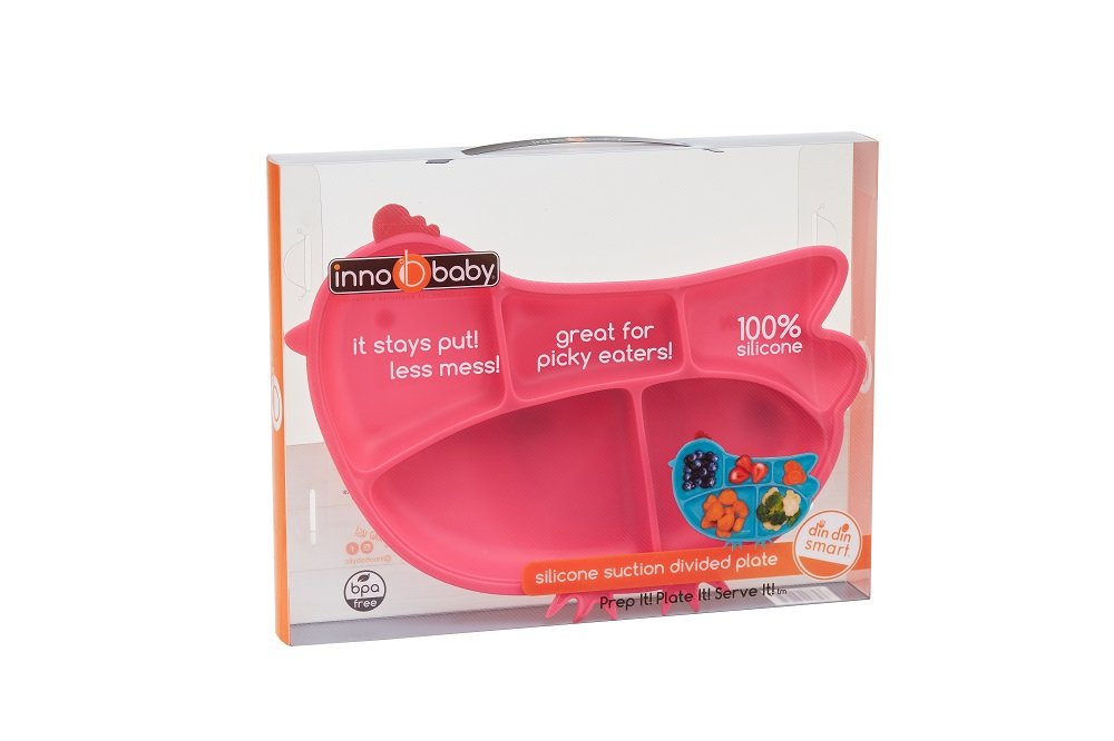 Innobaby Din Din Smart - Bandeja de silicona para pollos infantiles, Rosado