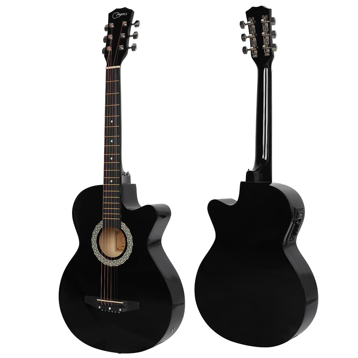 38 inch Electroacústica Guitarra Guitarra acustica con Afinadores,Correas,Cuerdas para Instrumentos,Plumillas,Cable amplificador guitarra,soul,Fundas para Guitarras 3/4(Black)