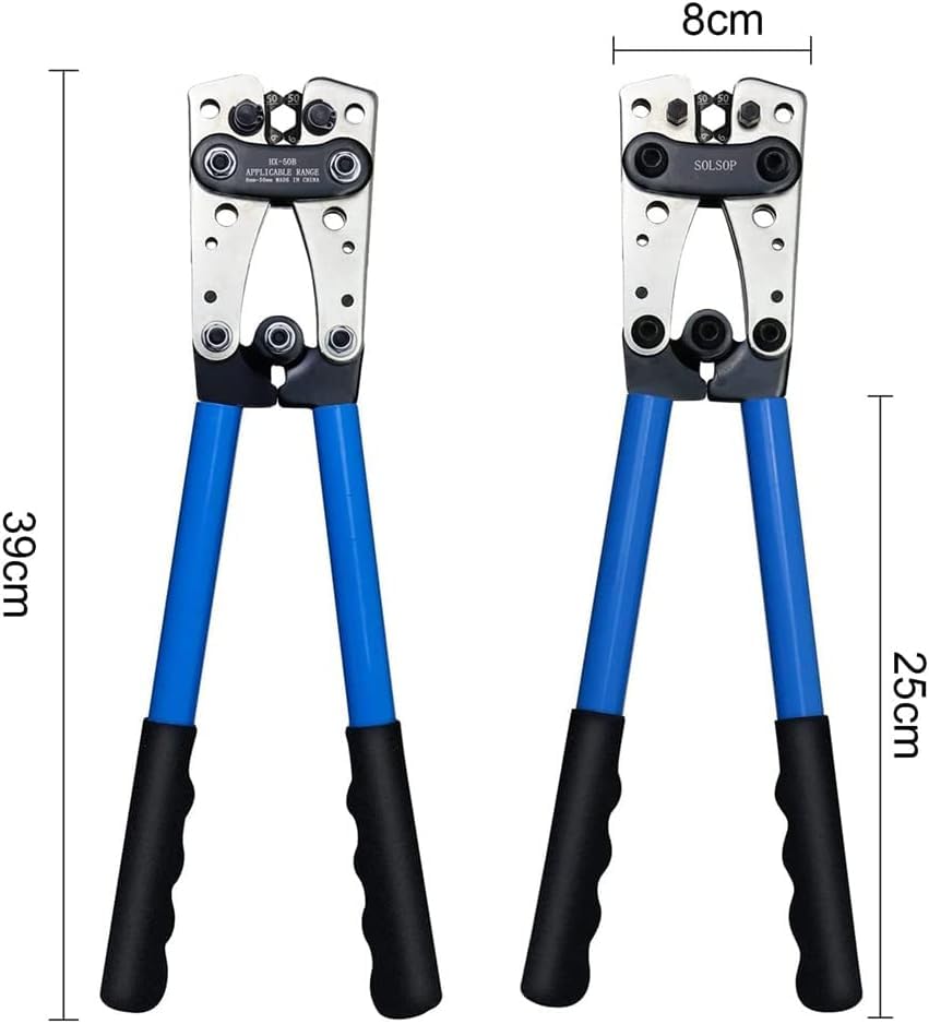 Herramienta de Crimpado de Cable de Batería，Crimpadora de Lengüetas de Cable de Batería para Terminales de Cable resistentes， AWG 10，8, 6, 4, 2, 1, 0 (Cable Crimping Pliers)