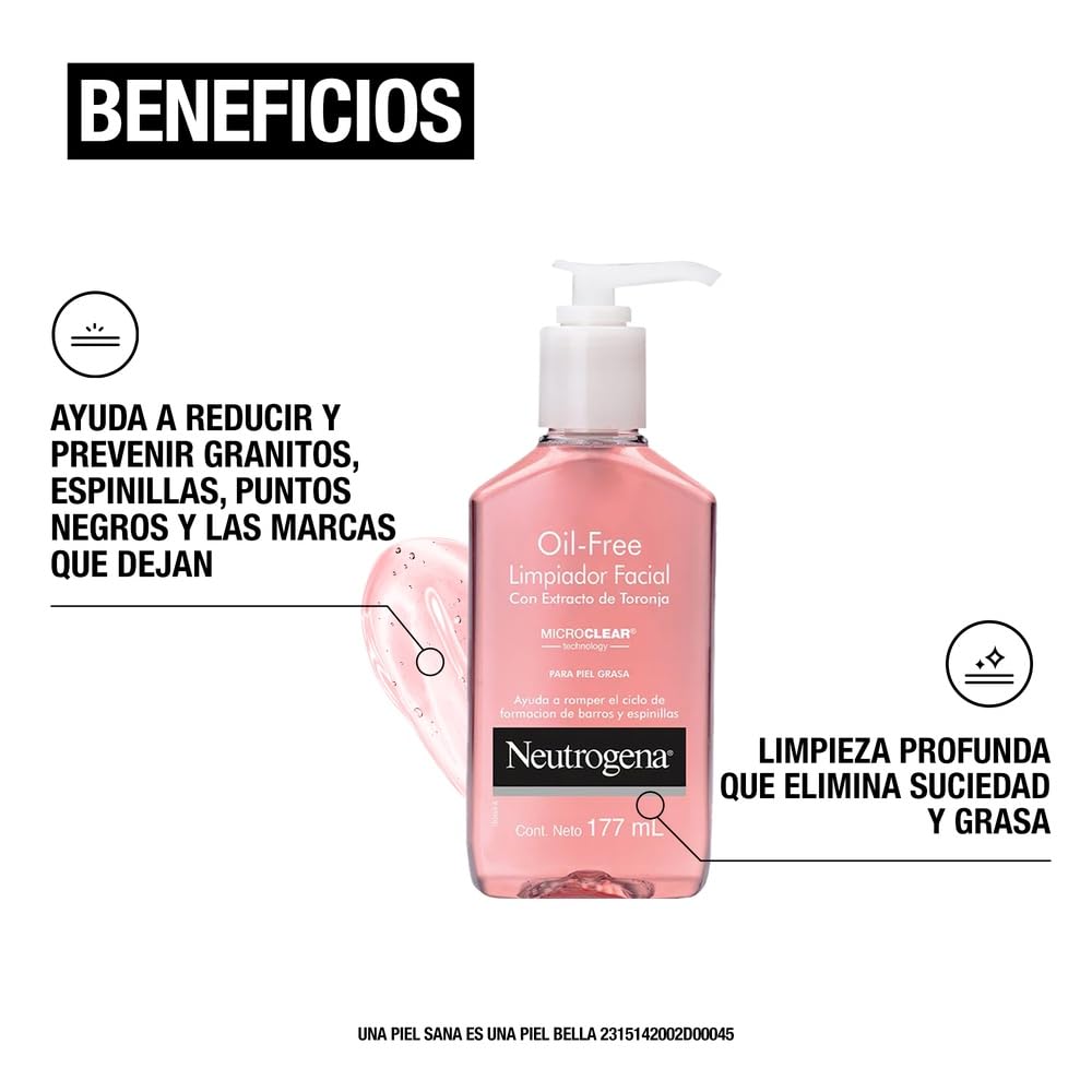 Gel Limpiador Facial Neutrogena Oil free Toronja Ácido Salicílico 177 ml
