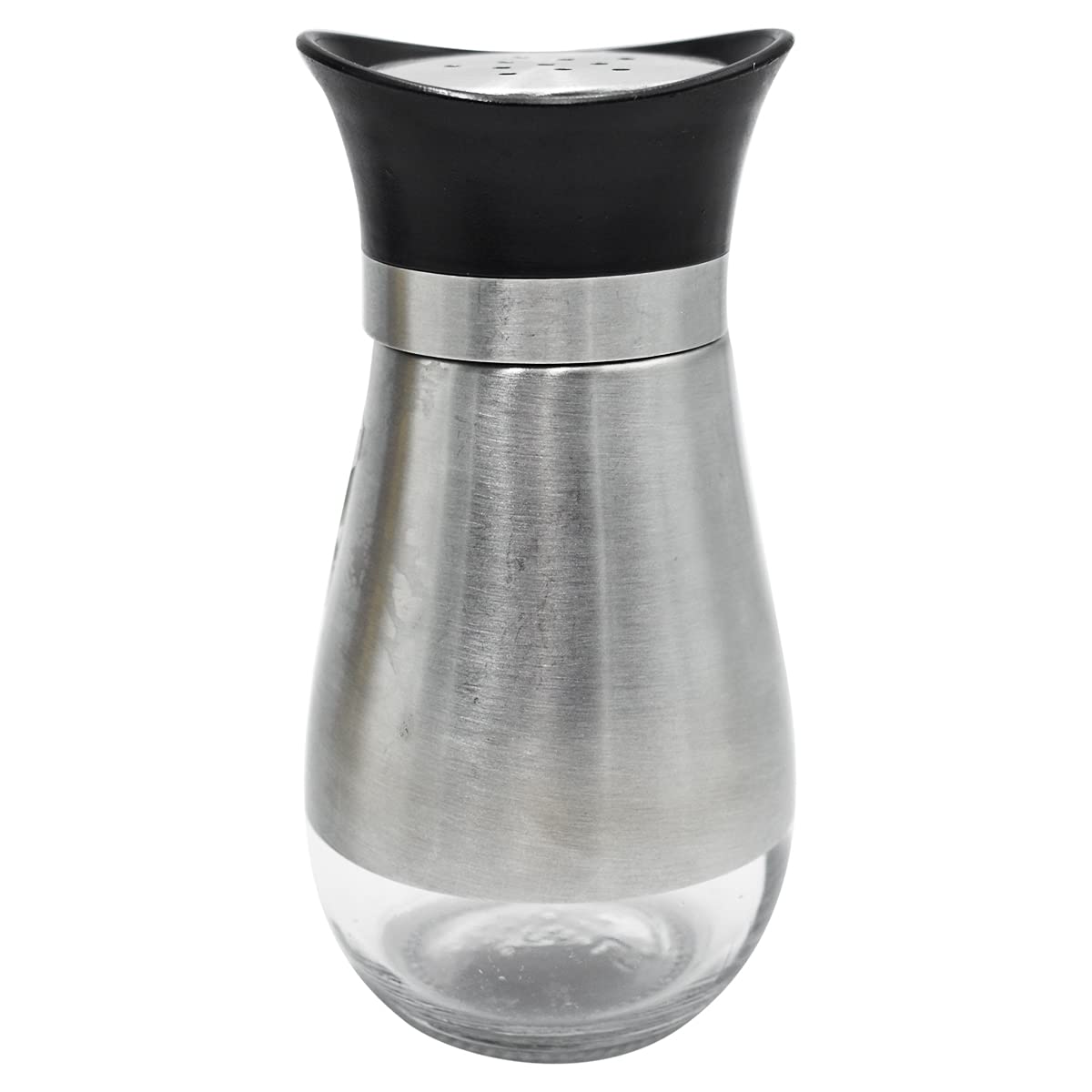Par de Saleros Top Choice Acero Inoxidable Plateado con Base de Cristal Rellenable