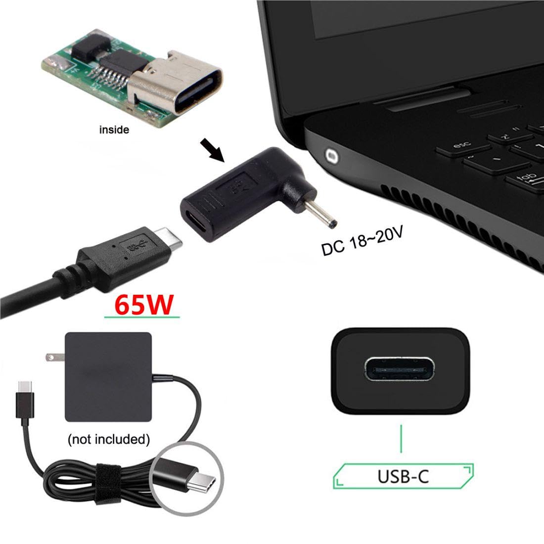 Adaptador USB 3.1 Tipo C Chenyang en ángulo 90 Grados 3.0 x 1.1 mm