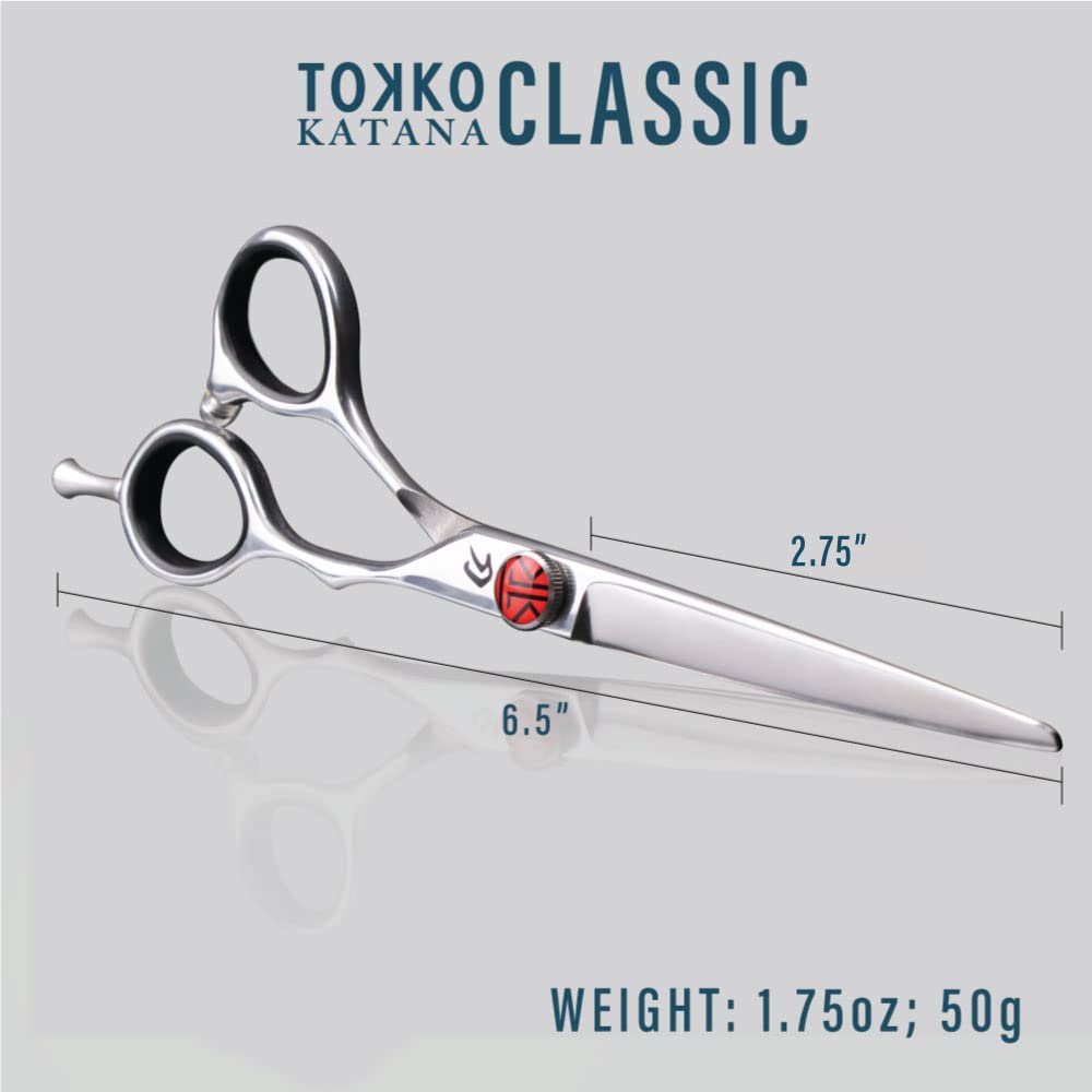Juego de tijeras Katana Classic Profesional de 6.5" de Tokko Shears, tijeras premium de acero japonés 440C regulares y de adelgazamiento para barberos y profesionales de salón