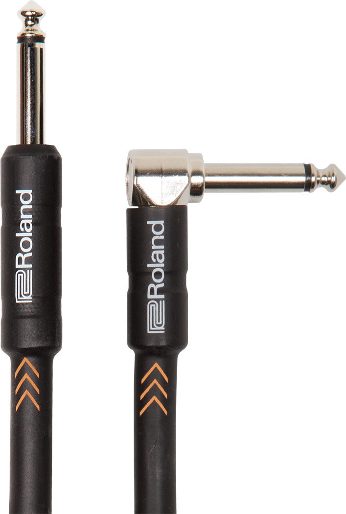 Cable Roland serie Black instrumento conector receto plug TR 6.3mm - Conector plug angulo recto TR 6.3mm 4.5 mts.