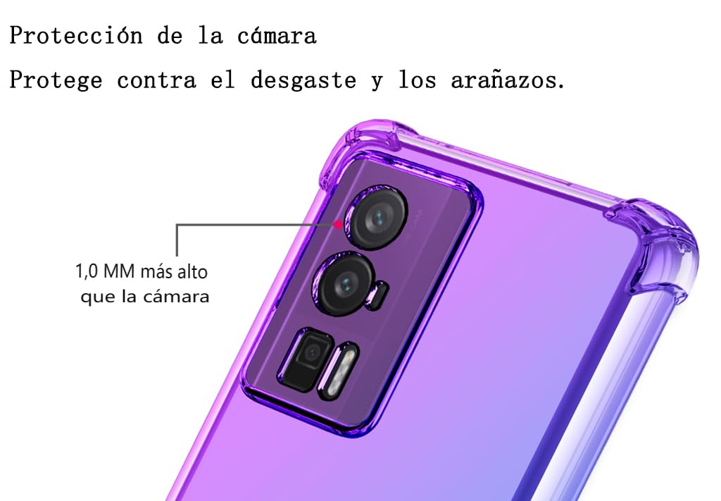 DABUNA Funda para Mi Xiaomi Poco F5 Pro Case Uso Rudo,Transparente Colores Degradados Protectora de Cámara Anticaída Carcasa Bumper(Púrpura Azul)