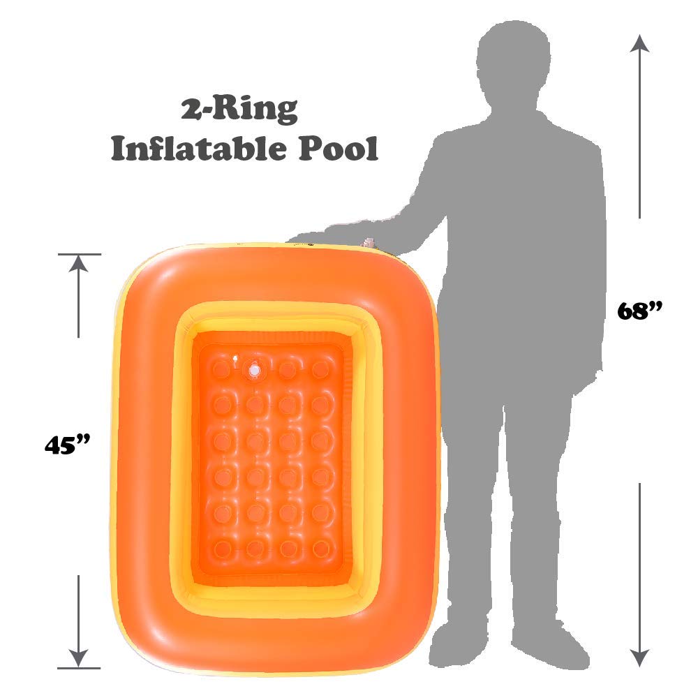 HIWENA Piscina inflable para niños, 45 "Orange Kids Pool Summer Water Diversión Bañera con fondo suave inflable
