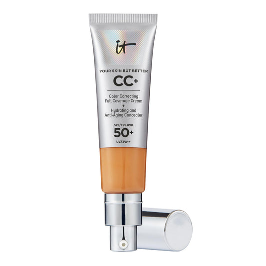 It Cosmetics CC+ Cream FPS 50 Tan, base de maquillaje con FPS 50, 32 ml