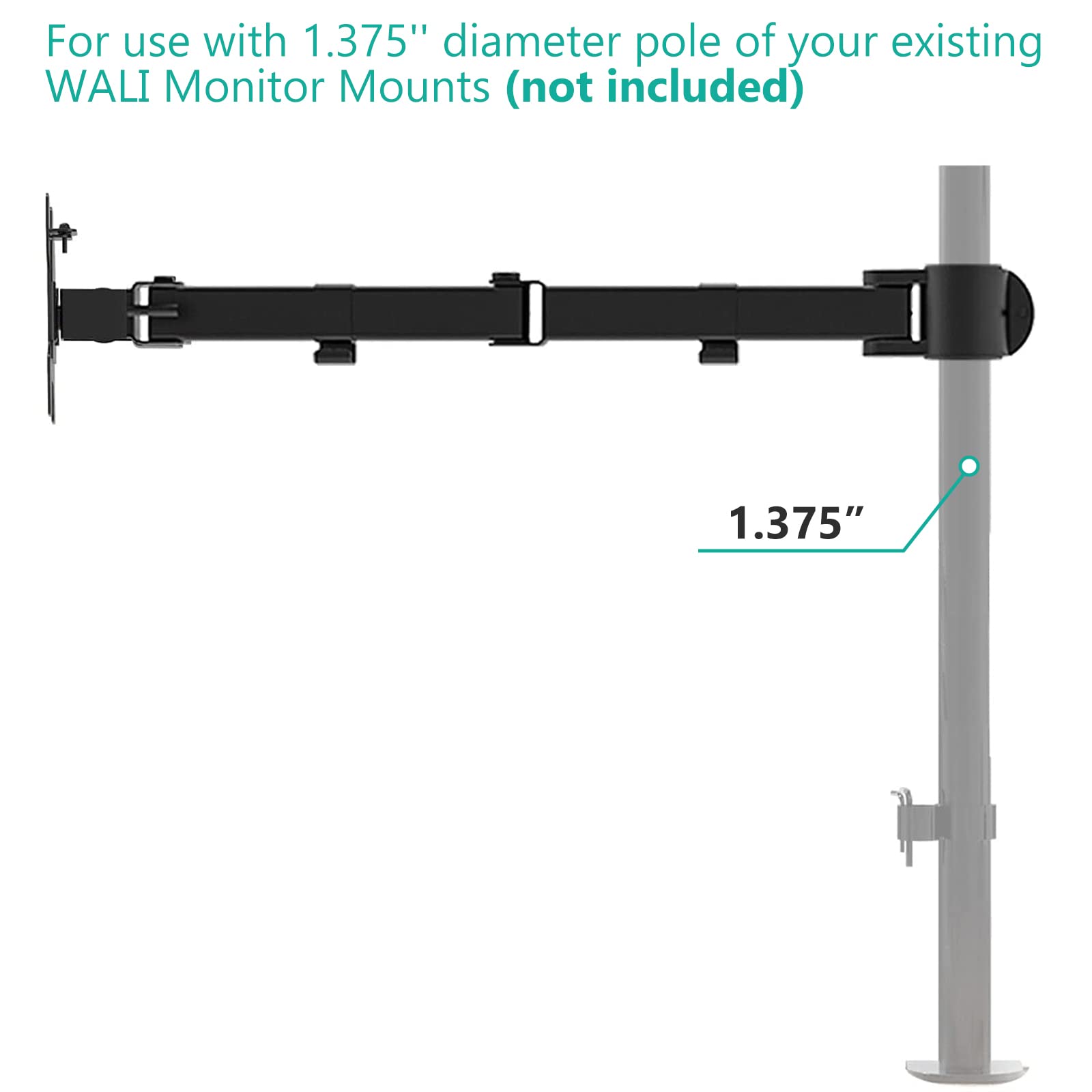 Brazo de Monitor Ajustable WALI Negro con Soporte VESA