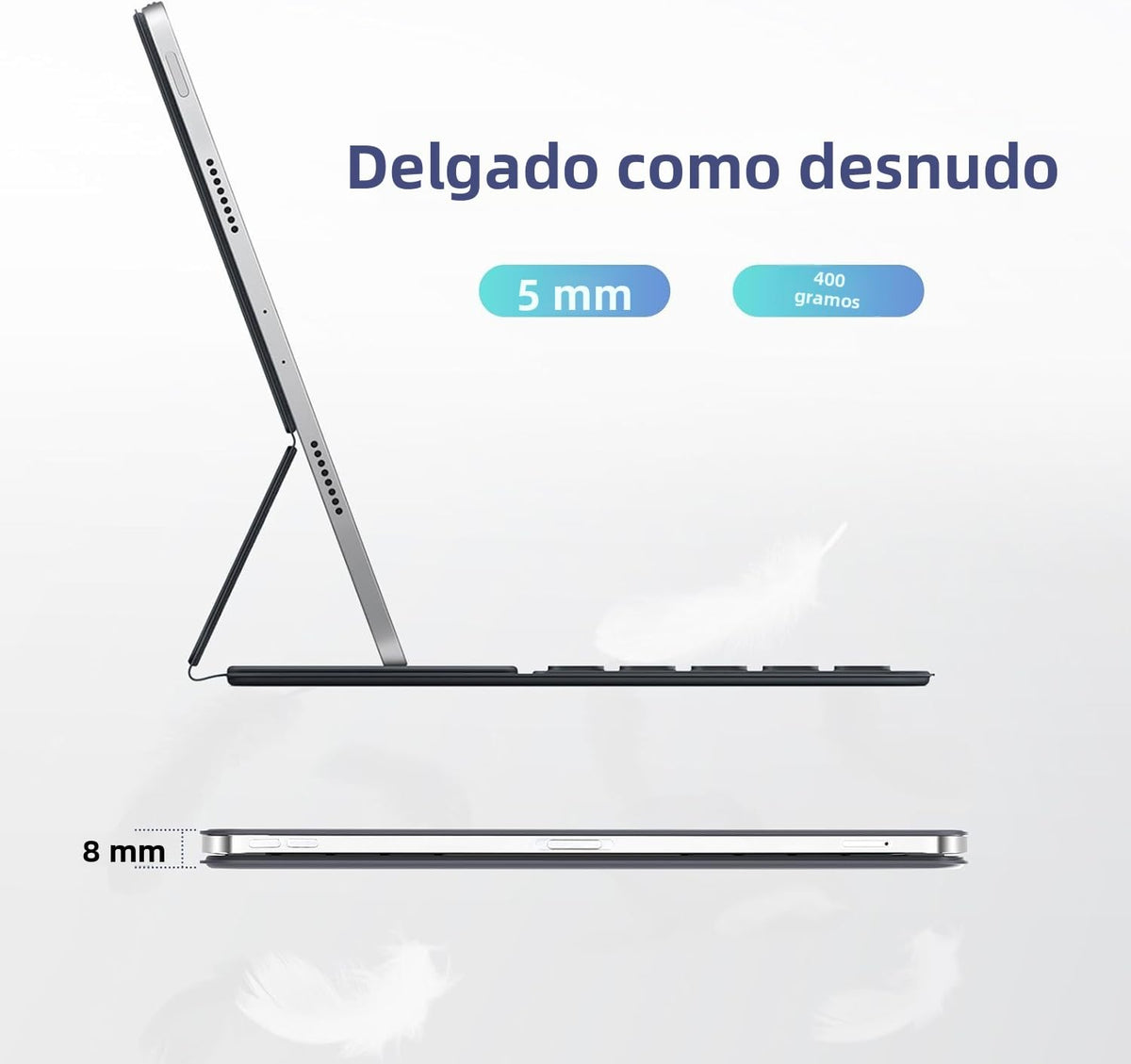 Funda Magnética con Teclado zienstar Gris para iPad 10.ª y 11.ª con Larga Duración de Pila