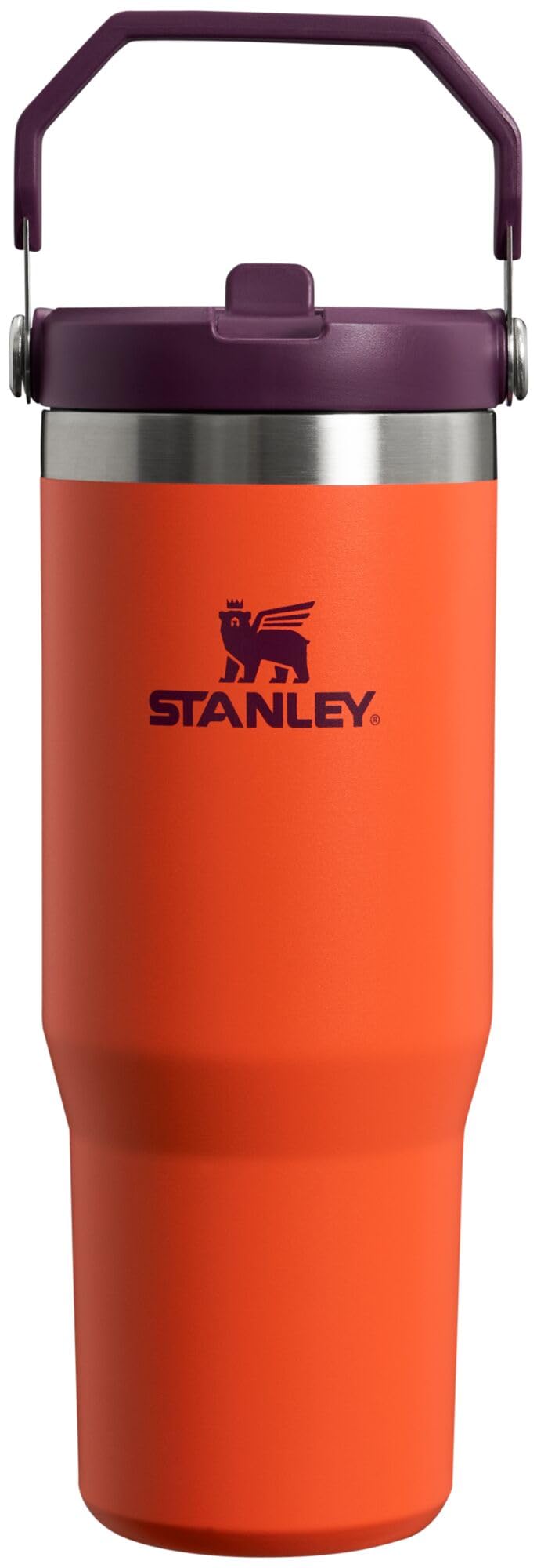 Vaso Stanley Ciruela Tigerlily con Pajita Abatible y Asa, 30 Onzas, Acero Inoxidable Aislado Resistente a Fugas