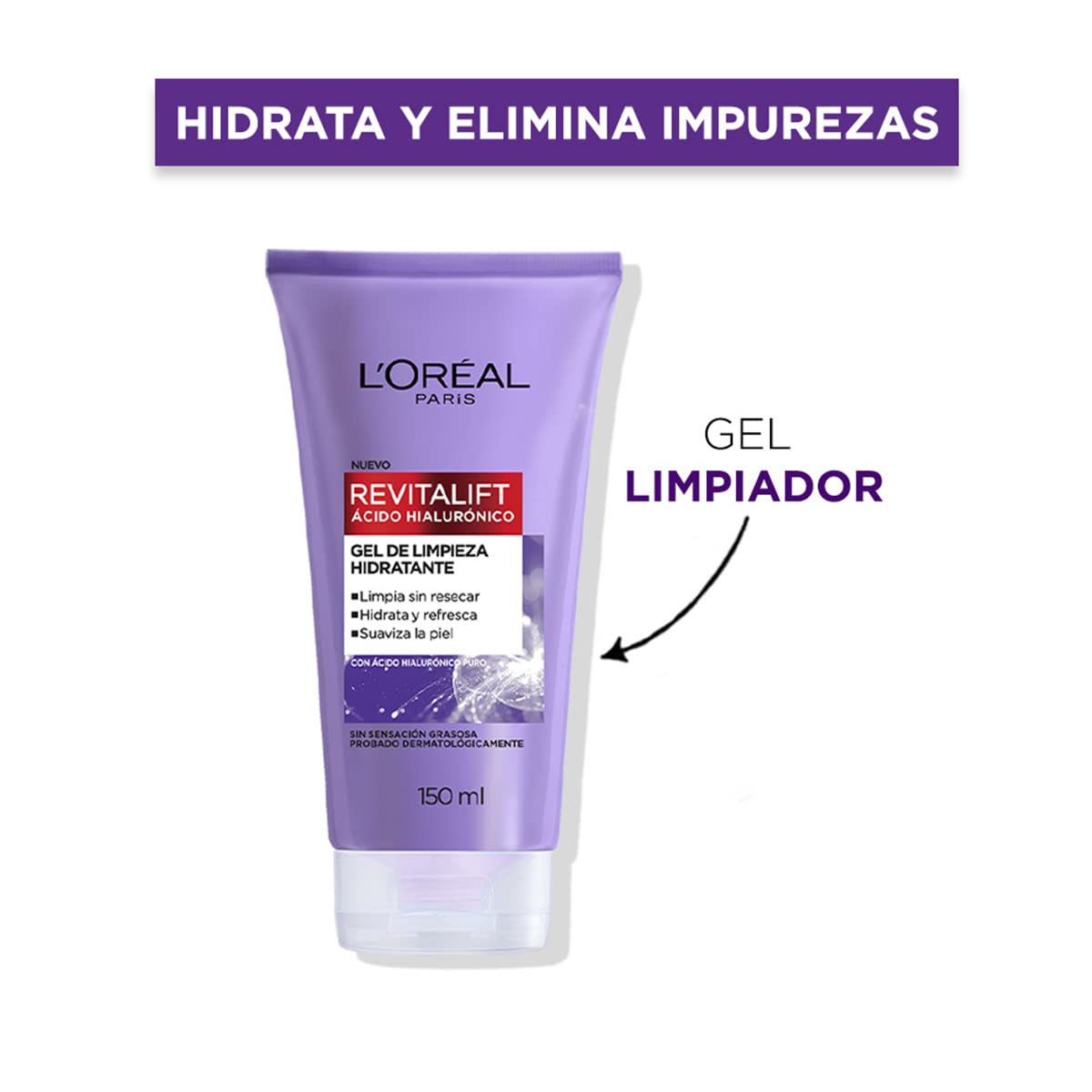 L'Oréal Paris Kit de Ácido Hialurónico con Sérum rostro Sérum ojos Crema en gel y Gel de limpieza