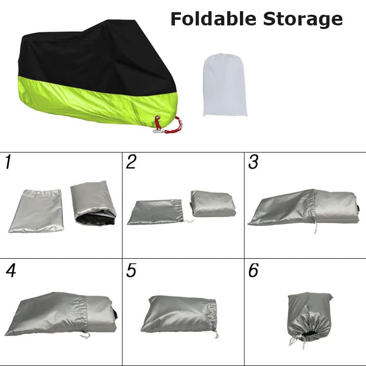 Cubierta Impermeable para Motocicletas, Funda para Moto Impermeable, 190T Tela Oxford Cubierta de Motocicleta, protección contra el Polvo, escombros, Lluvia y Clima, para Harley,Honda,Yamaha, Suzuki