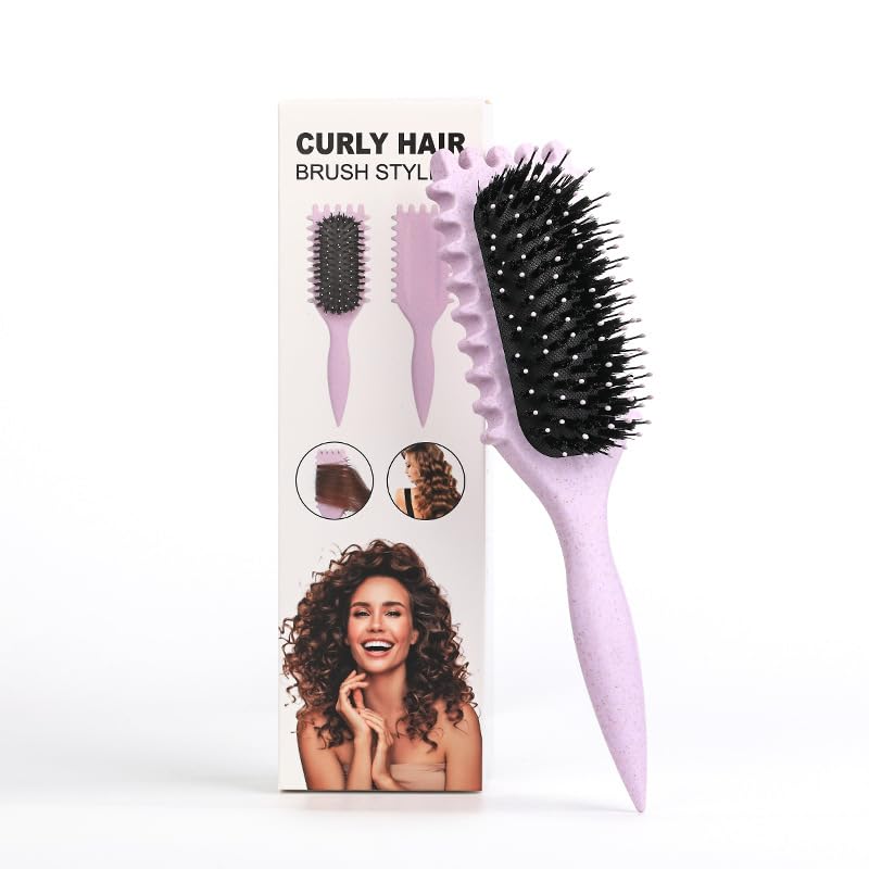 Cepillo Para Cabello Rizado Para Mujeres,Bounce Curl Brush,Cepillo Para Rizos,Cepillo Cabello Rizado,Peine Para Cabello Rizado,Cepillo Definidor De Rizos Bounce Curl,Cepillo 3d Para Rizos (Voleta)