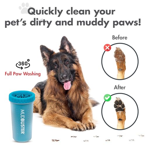 Dexas MudBuster Limpiador portátil para patas de perro, Azul, Large