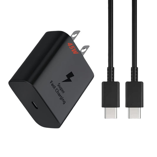 Cargador Tipo C Carga Rapida 45W Con cable de carga rápida de 1M y ocho protecciones de seguridad Adaptador de corriente de carga de alta velocidad 45W para Iphone/Samsung/HUAWEI/XIAOMI (Negro)