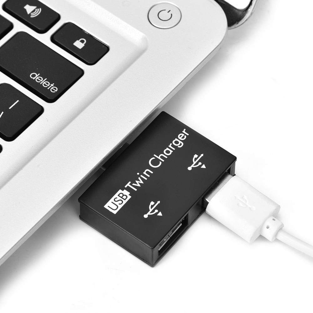 Bewinner Mini USB Hub Kit de Conversión de Adaptador de Divisor de Cargador Doble USB de 2 Puertos Aleación de Aluminio + PC Mini hub Pequeño/Portátil/Resistente/Duradero para