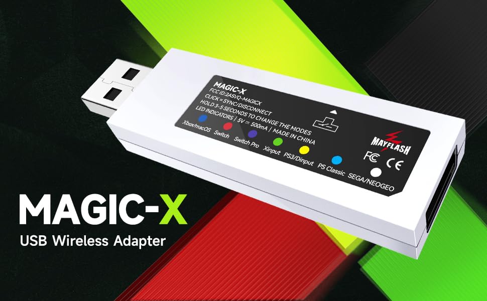 Adaptador Bluetooth USB MAYFLASH Magic-X Azul Compatible PS5, PS4, Xbox Series S/X, Xbox One, Switch, macOS, Windows, Raspberry Pi