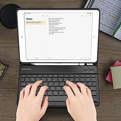 Funda con Teclado Fintie Negro con Carcasa de TPU y Soporte para Pencil para iPad 9.ª, 8.ª y 7.ª Generación