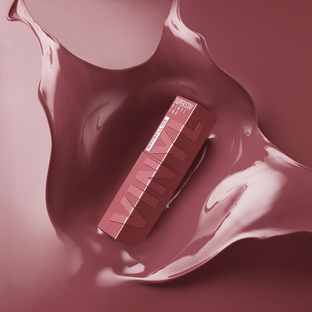 Maybelline Labial líquido brillante de larga duración, Superstay Vinyl Ink Nudes tono Awestruck 110, 4.2ml