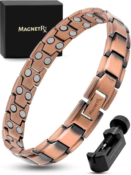 Pulsera de Cobre Puro MagnetRX Marrón Ultra Resistente Estilo Leo para Hombre