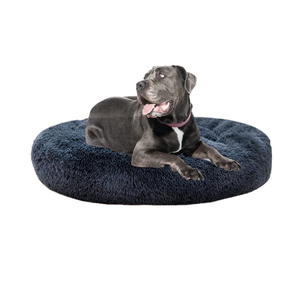 Cama para Perros PET TO BED Dark Grey Antiestrés Redonda Esponjosa Afelpada Large