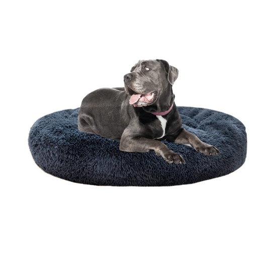 Cama para Perros PET TO BED Dark Grey Antiestrés Redonda Esponjosa Afelpada Large