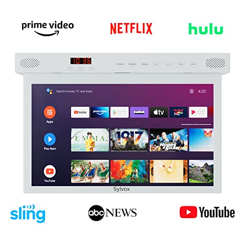 Smart TV SYLVOX Blanco Puro Rotación 360° y Visualización Abatible para Cocina y RV