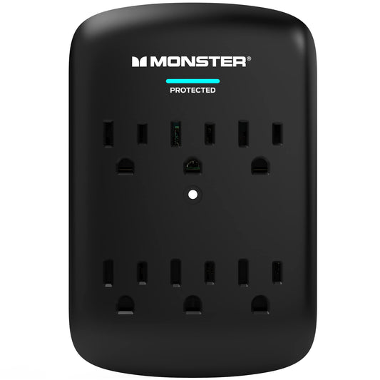 Protector de Sobretensión Monster Blanco con Soporte de Pared para Ordenadores y Cine en Casa