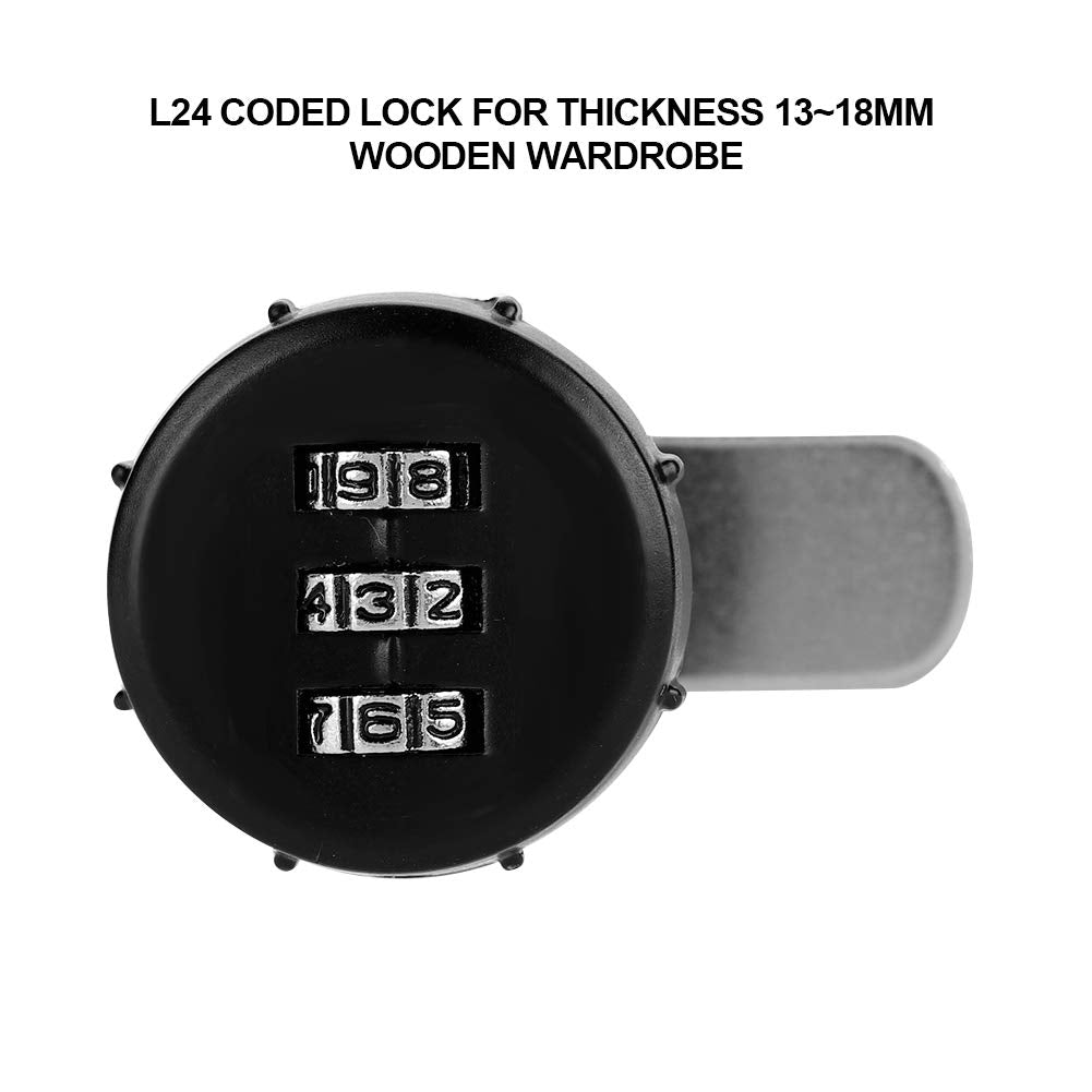 Garosa Cerradura codificada Combinación de código de 3 dígitos Plata Aleación de Zinc Conveniente CAM Contraseña Cerradura Gabinete Cajón Armario Seguridad Codificación Cerradura(L=24 13~18mm espesor)
