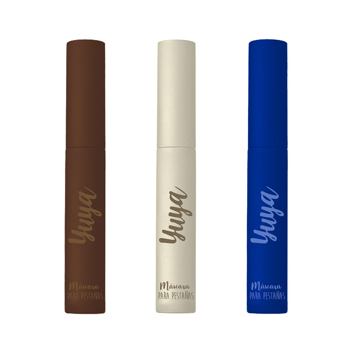 Yuya - Rimel - Mascara de pestañas - 10 aceites naturales - 10g c/u (Negra, Café, Azul, Pack Mascara 3 pzs)
