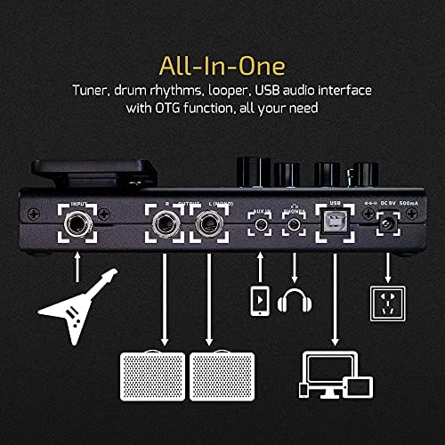 Pedal de Efectos de Guitarra VALETON Negro con 140 Efectos Integrados y 198 Presets para Hombre