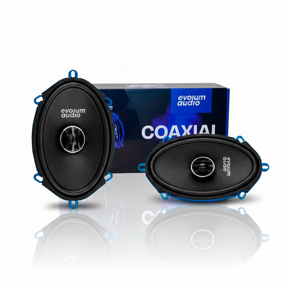 Evolum Audio - Kit Bocinas 2 Vías - Sonido Claro y Potente - Potencia RMS de 150 W - Gran Volumen y Claridad sin Distorsión - Fácil Instalación & Amplia Compatibilidad - Modelo Coaxial (5x7 in)
