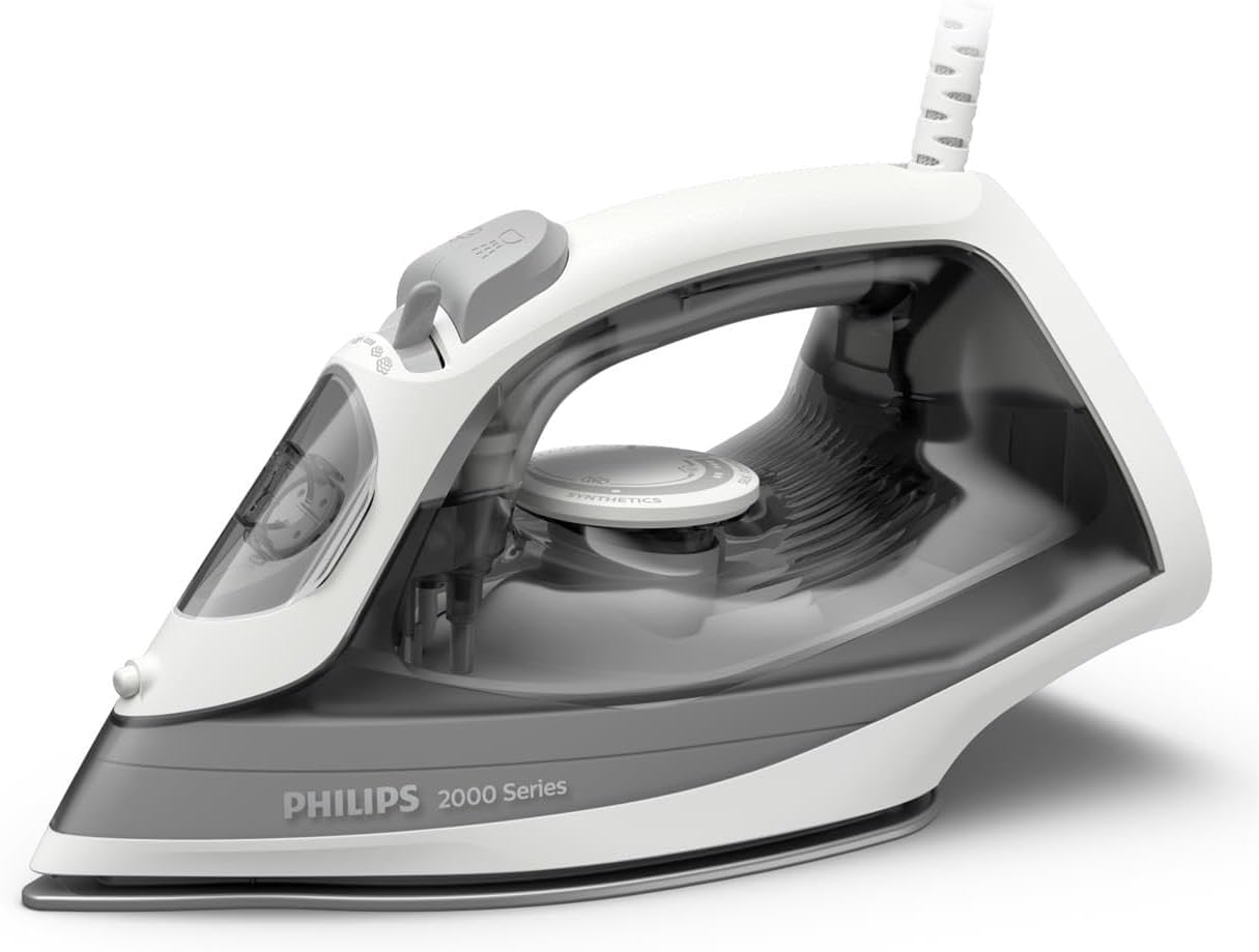 Philips Plancha de vapor serie 2000 - Vapor continuo de hasta 25 g/min. 2000 W. Depósito de agua de 250 ml. Desarrugado rápido. 4 niveles de vapor. Suela de cerámica. Peso ligero para un planchado