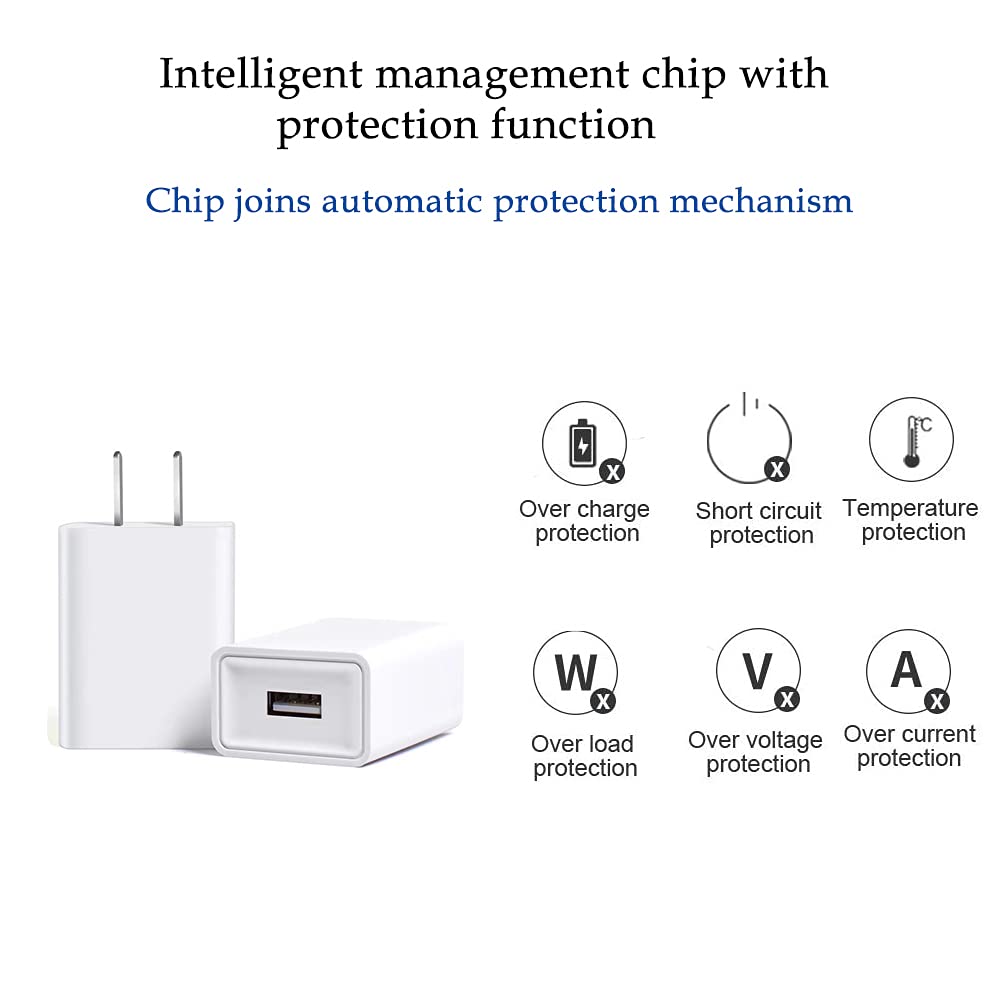 Cargador de Pared USB 5V 2A, Adaptador de Corriente AC para W Yze CAM, Nest CAM, Kasa CAM, Furbo Dog, A mazon Cloud CAM, alimentación inalámbrica de cámara de Seguridad IP (2 Unidades)