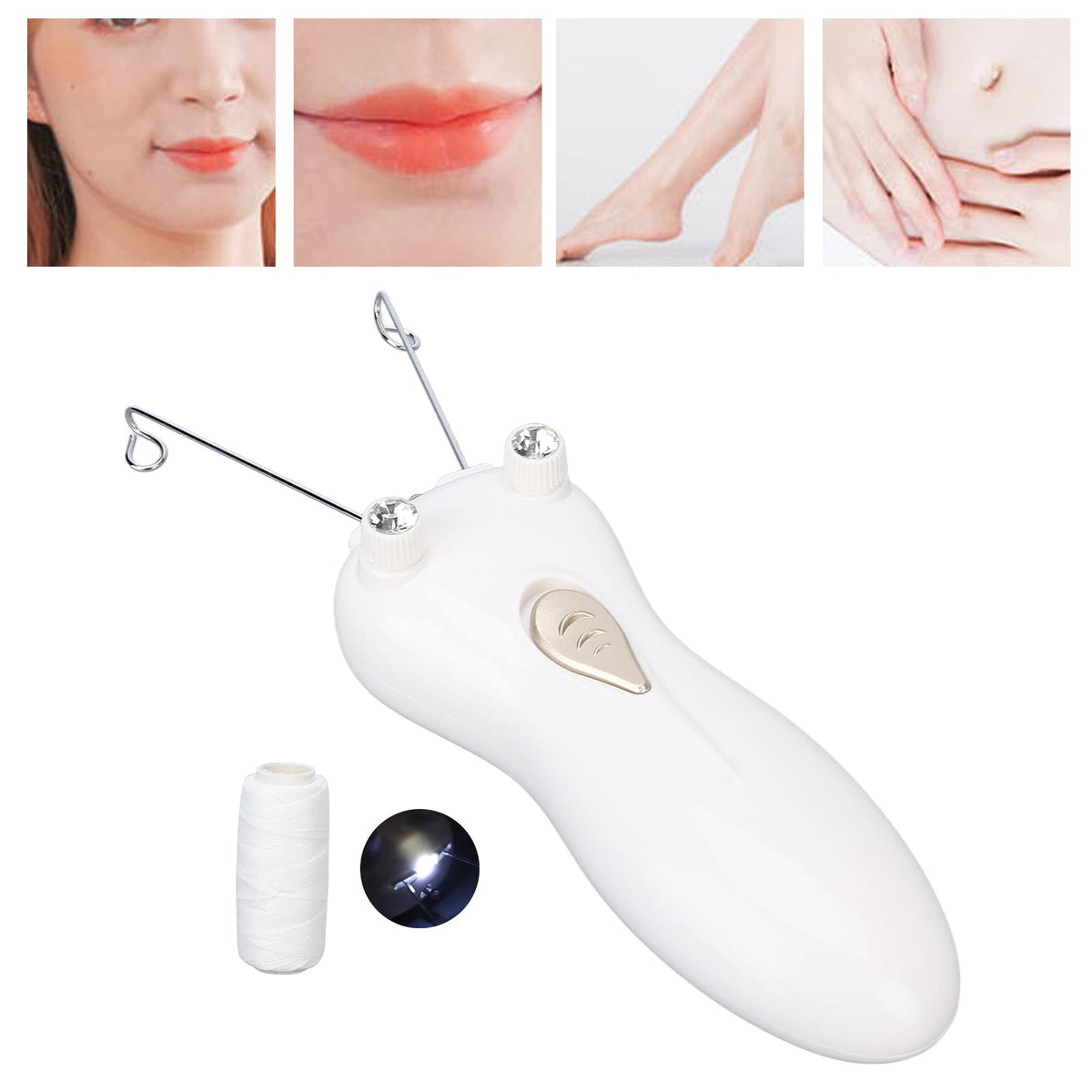 Depiladora Facial, Depiladora de Belleza Personal para Damas, Depiladora Eléctrica Inalámbrica de Hilo de Algodón para Labios Superiores, Mejillas, Mentón, Brazo, Pierna, Depilación sin Dolor