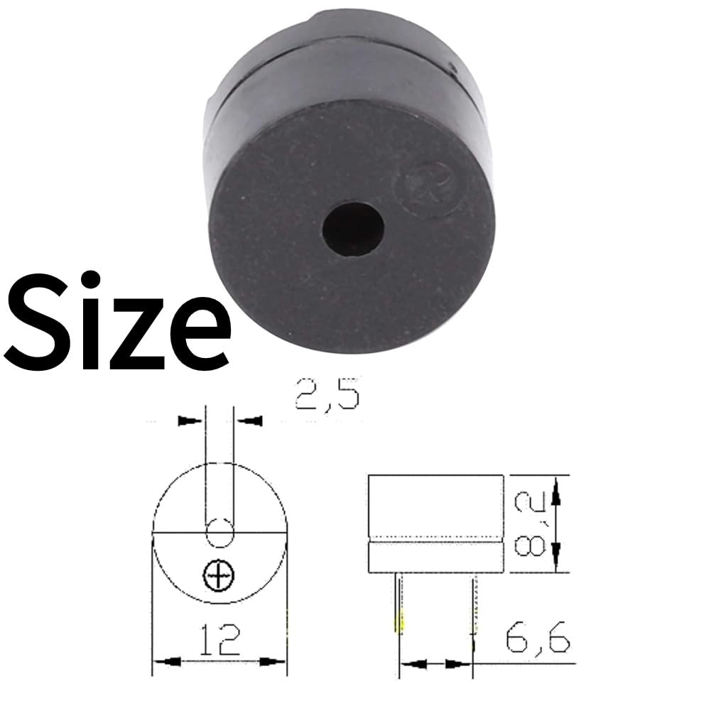 Hilitand 50 Piezas zumbador pasivo electromagnético de Alta sensibilidad CA 2 kHz 3 V 5 V 9 V 12 V zumbador 16 ohmios