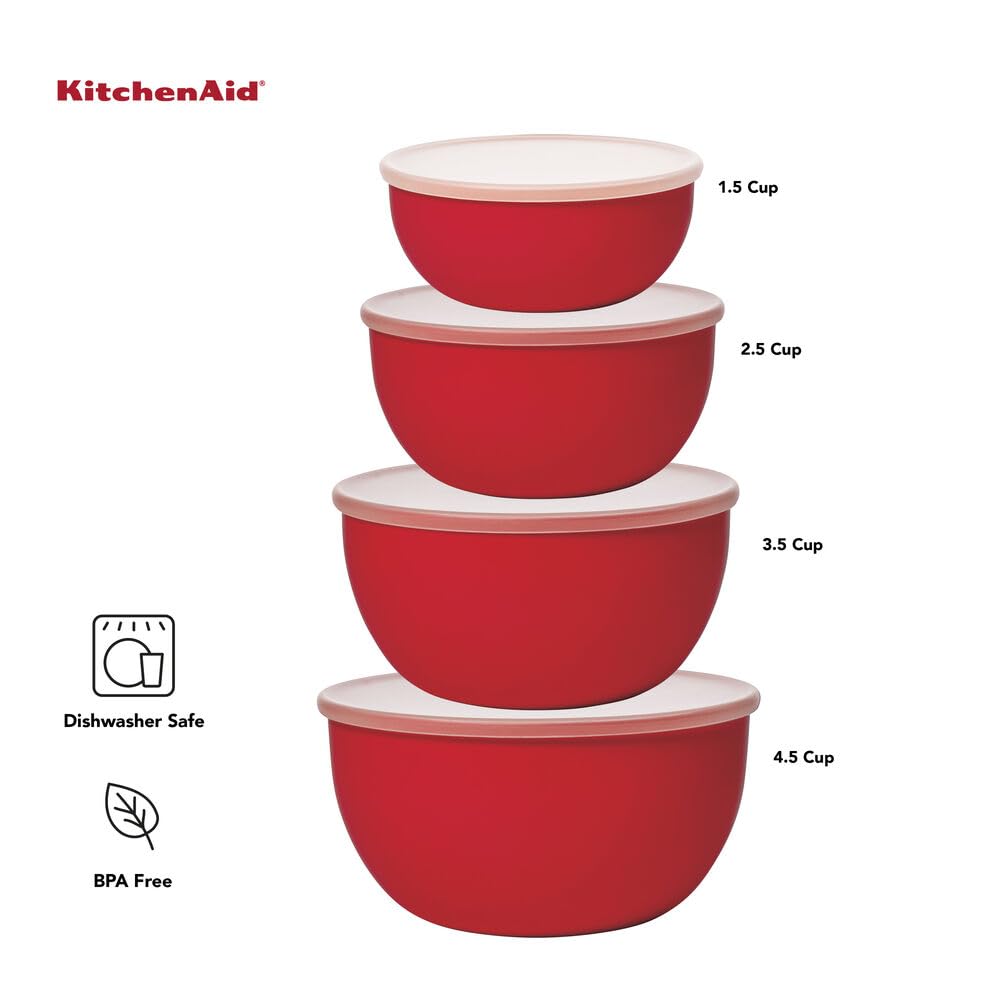 KitchenAid - Cuencos de preparación con tapas, juego de 4