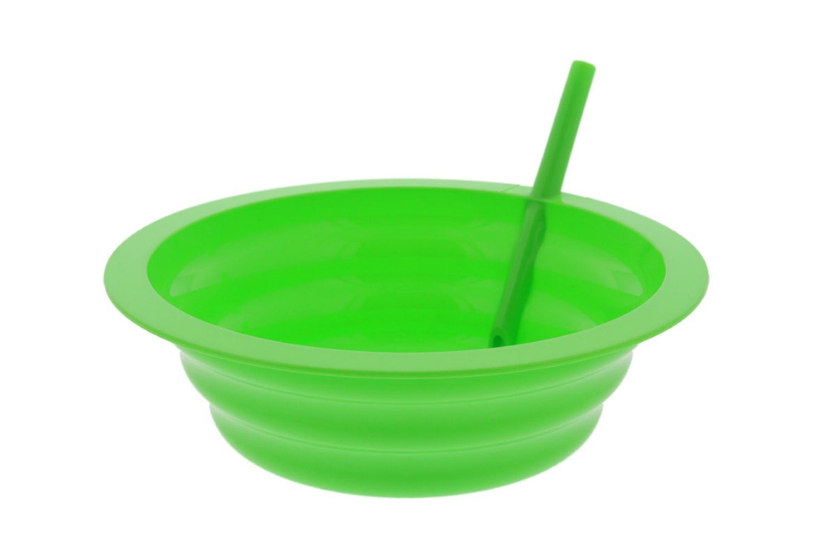 Arrow Sip-A-Bowl Set de 4 unidades, pajita integrada – 22 onzas reutilizables para evitar derrames líquidos: leche de cereales, helado – hace que el desayuno/aperitivo sea fácil, apto para lavaplatos, azul, rosa, verde y naranja