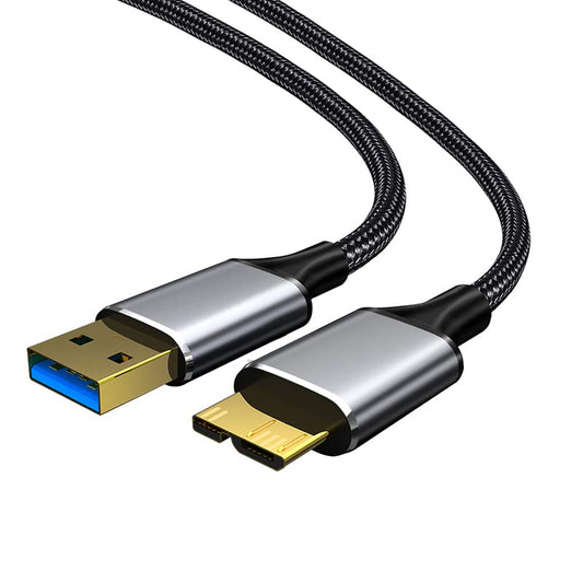 JESWO Cable Adaptador USB 3.0 a Micro B Transferencia 5Gbps, 1M Cable para Disco Duro Externo, Aleación de Aluminio Nylon Trenzado, Compatible con Galaxy S5, Note 3, Note Pro 12.2, Tab Pro 12.2 y Nokia Lumia 2520 Tablet