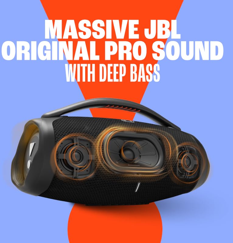 JBL Boombox 3 Wi-Fi Bocina Portátil Bluetooth, Sonido 3D Dolby Atmos, Reproducción 24 Horas, Resistente al Agua y Polvo IP67 - Negro