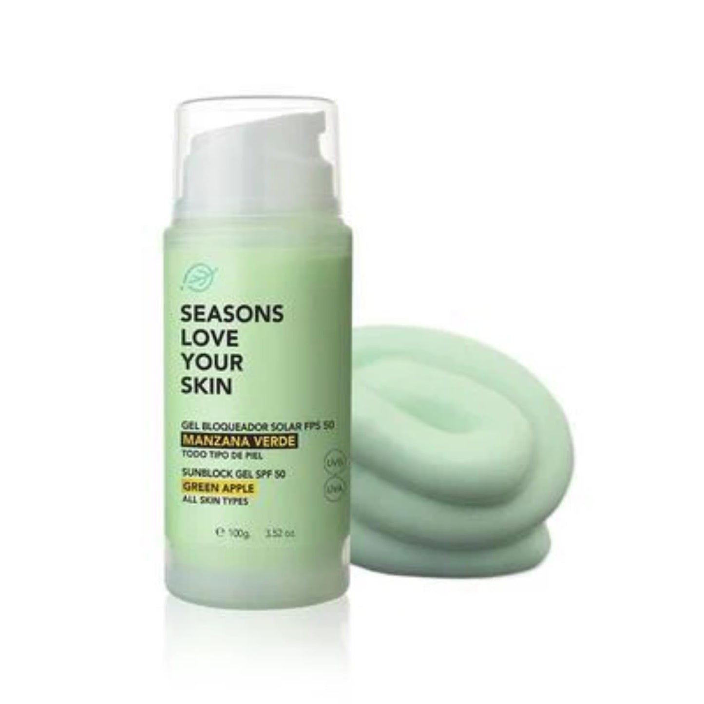 Seasons Love Your Skin Bloqueador Solar en Gel Fps50, Manzana, 100 ml