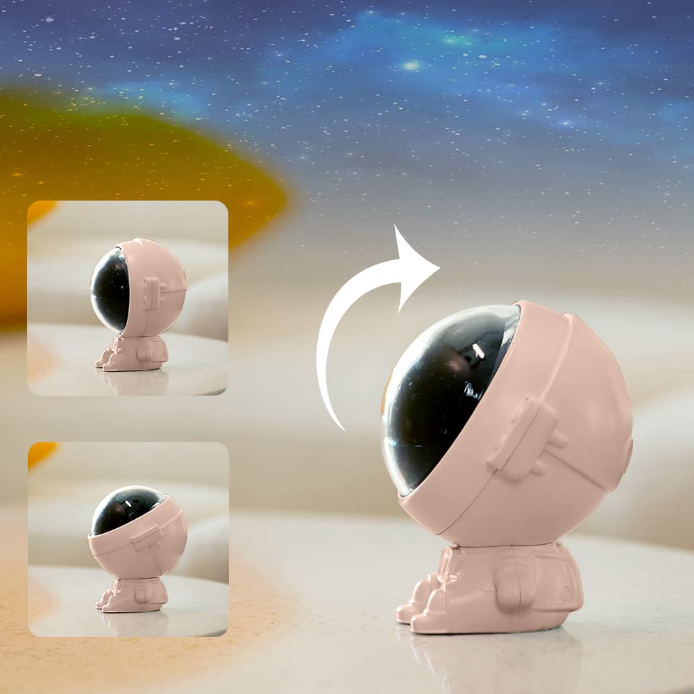 Fuwu, astronauta proyector de galaxias y estrellas, 3 filminas diferentes para proyectar con sonido incluida, lampara proyector de estrellas. (Proyector Rosa)