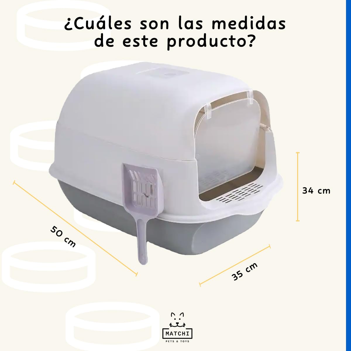 Arenero Cerrado MATCHI con Pala y Filtro Sanitario Azul para Gatos