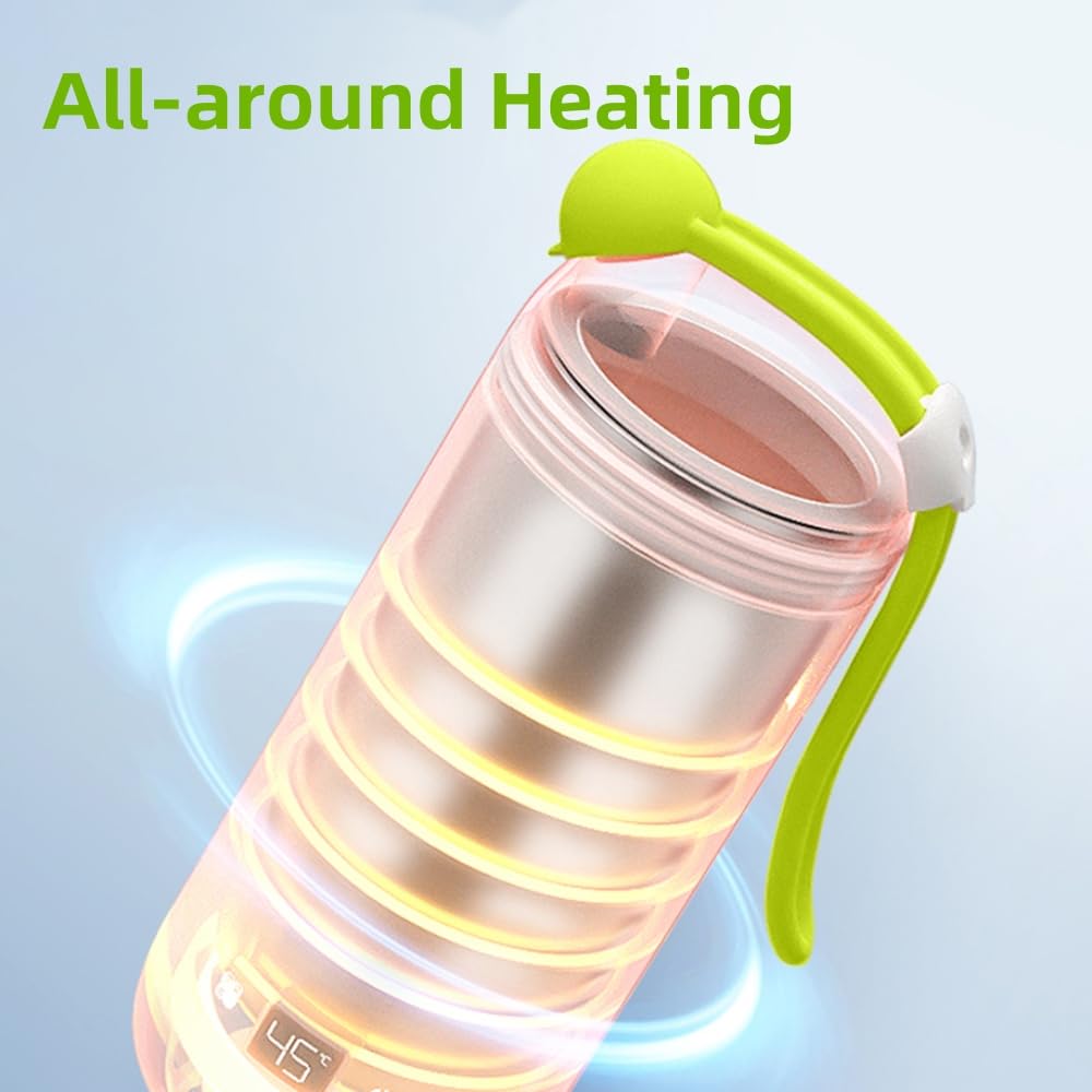 Calentador de biberones portátil, recargable por USB e inalámbrico para fórmula, leche materna o agua, capacidad de 10 onzas con temperatura ajustable y función de mantener el calor, ideal para viajes