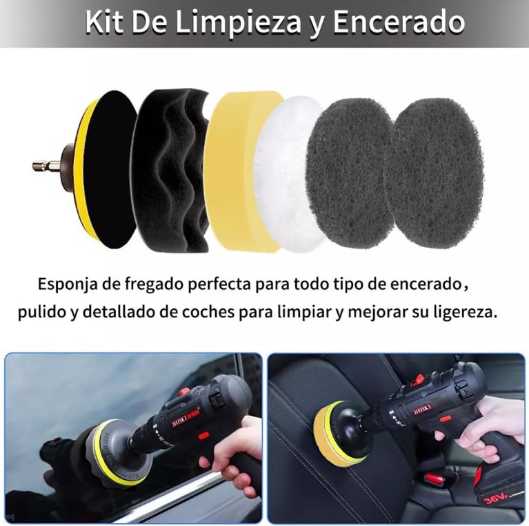 CaoMuKin Juego de Cepillos para Limpieza de Coches, Kit de Limpieza para Auto de 23 Piezas, Kit de Lavado para Interior, Exterior y Ruedas, Gris