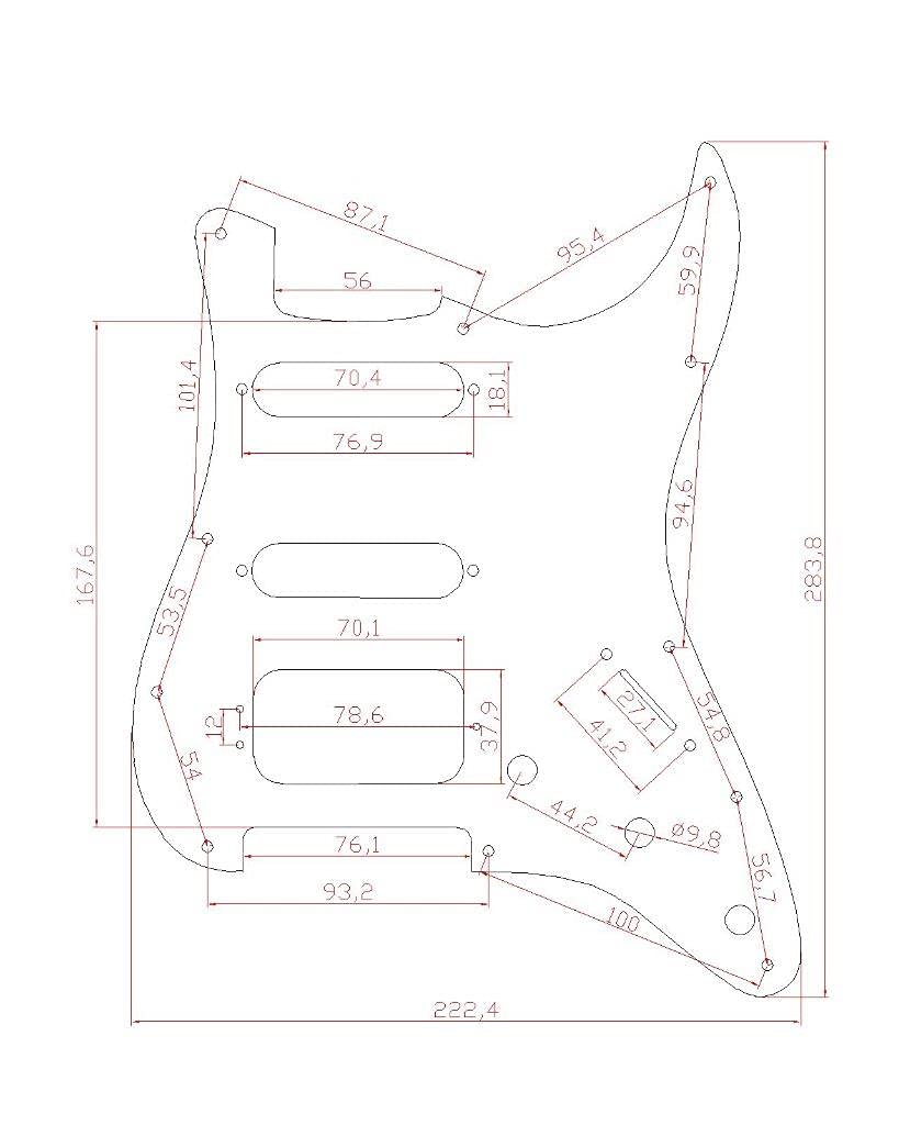 Dopro Golpeador de guitarra Strat HSS de 11 agujeros, 3 tripulaciones Humbucking para American FD Stratocaster White Pearl