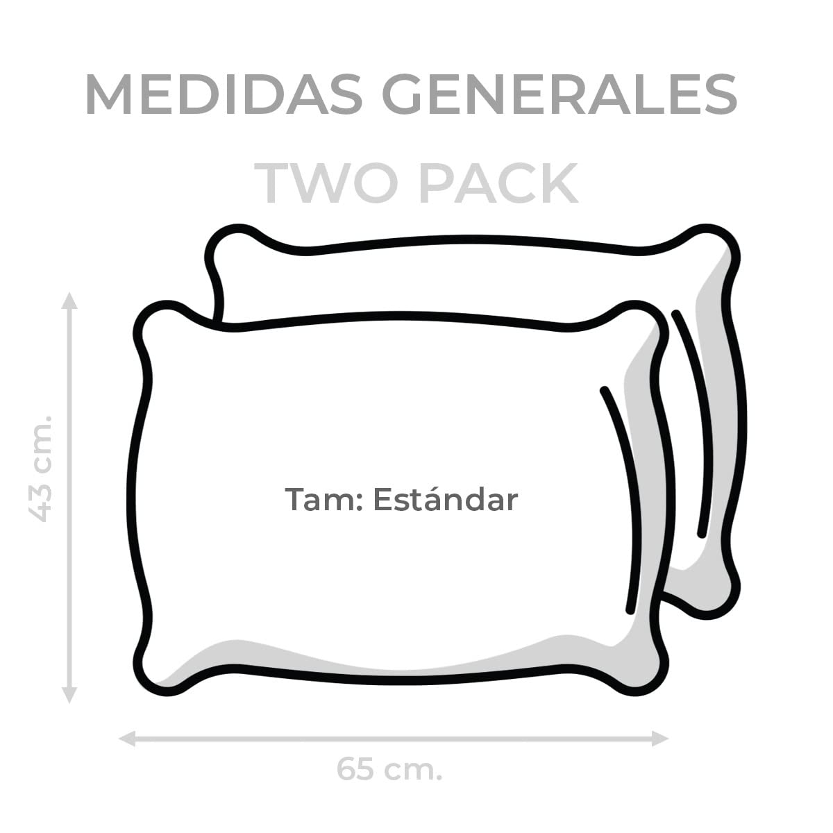 Azteca Almohadas 2 Pack Tamaño Estandar (65 x 43 cm) Densidad Media de 570gr Cada una. Almohada Hipoalergenica y Ultra Suave. para Fundas Individual, Matrimonial y Queen Size.