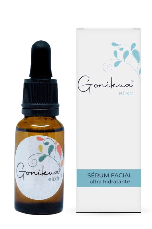 GONIKUA ELÍXIR, Sérum ULTRA-HIDRATANTE para Cara y Cuello, Día y Noche, 35 Aceites Esenciales, Aceite de Almendras, Glicerina grado USP, Oro Coloidal, Anti-Edad, Humectación Profunda, Antioxidante, Elasticidad, Renovación Celular, Luminosidad y Vitalidad,